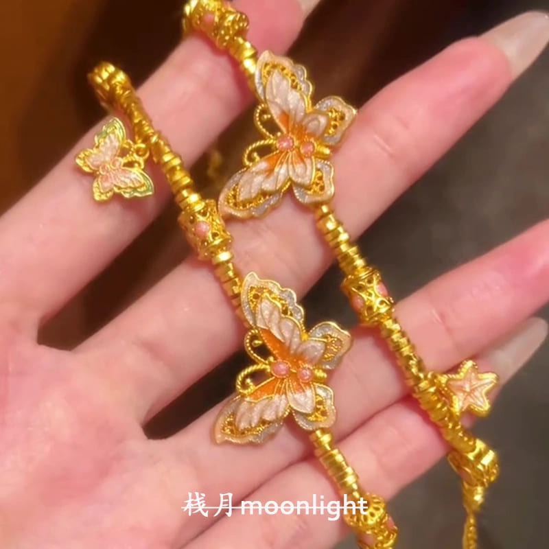 |Wealth| Endless Luck- Butterfly Charm Gold-Plated Bracelet – Adjustable Lucky Jewelry for Women