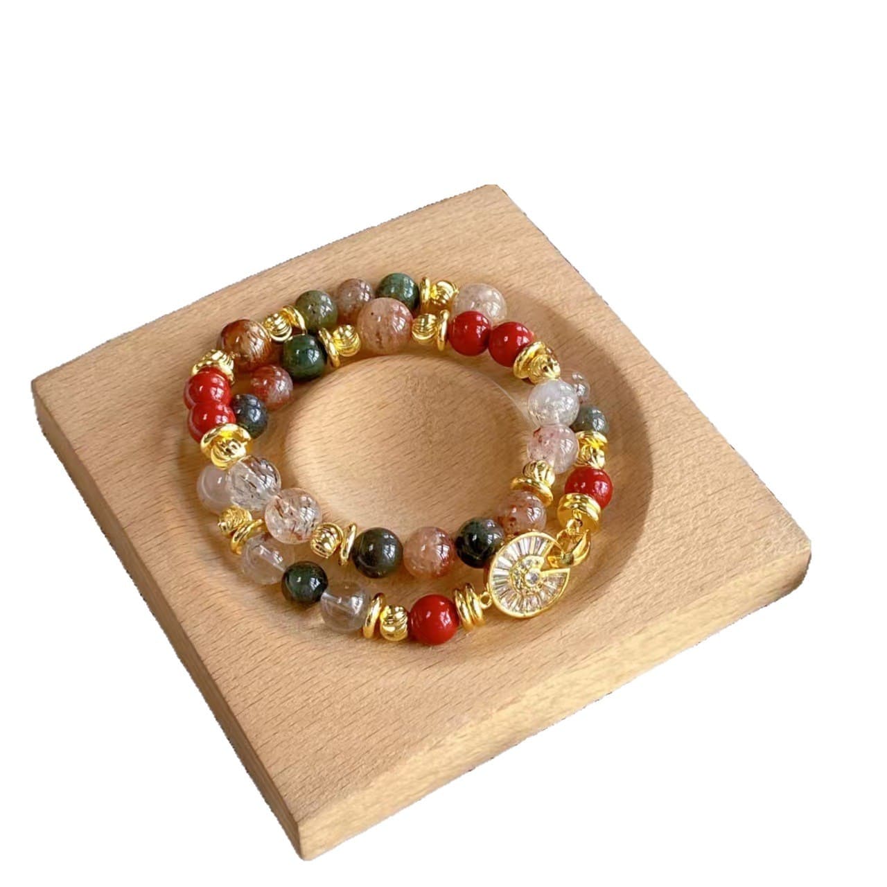 |Wealth|Career|Health|The Symbol Of Wealth And Honor, The Green Ghost Is Paired With The Red Cinnabar For Safety And Warding Off Evil Spirits. It Is A Baroque-Style Crystal Bracelet