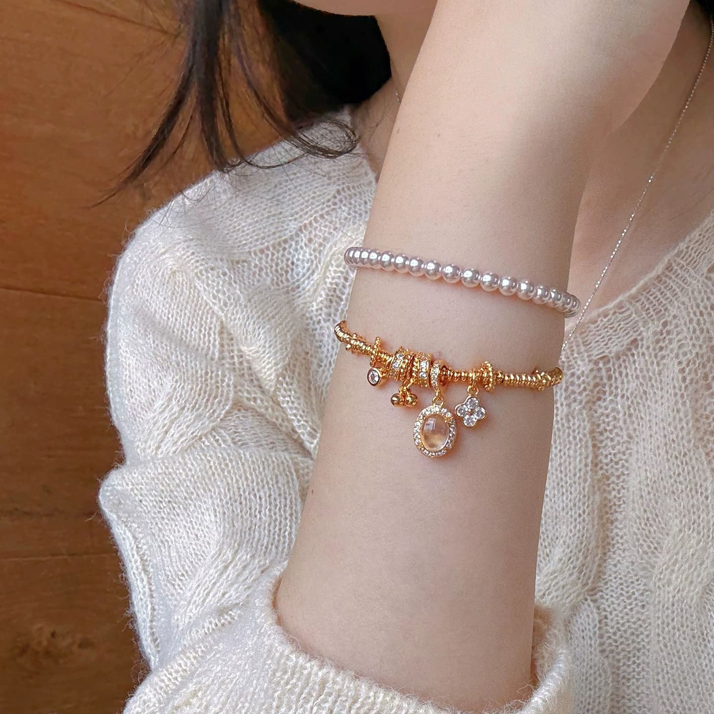 |Wealth| Pan Chan Wealth Bracelet – Traditional Chinese Coiled Design with Natural Chalcedony Beads