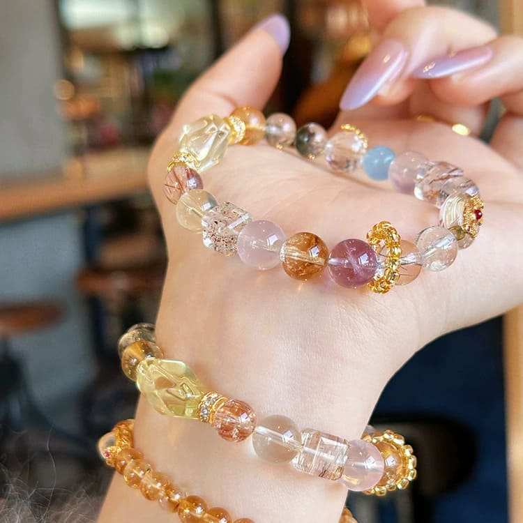 Holistic Energy Balancer Bracelet – Multi-Crystal Armor Bracelet – Wearable EMF Protection with Wealth, Love & Luck Stones