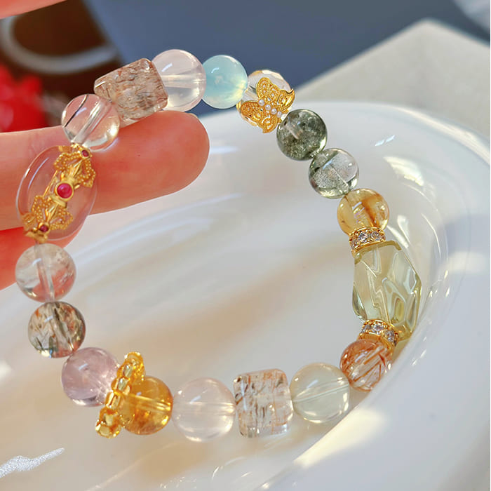 Holistic Energy Balancer Bracelet – Multi-Crystal Armor Bracelet – Wearable EMF Protection with Wealth, Love & Luck Stones