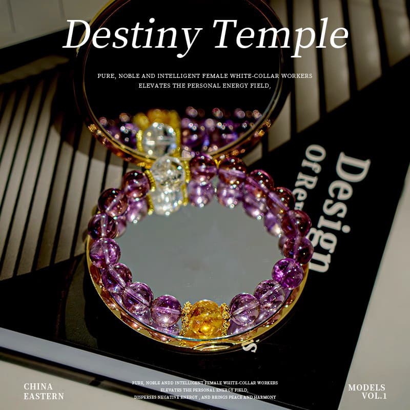 |Wealth| Career And Studies|Crazy Rich Natural Brazilian Amethyst Wisdom Stone and Yellow Crystal Wealth Stone Bracelet