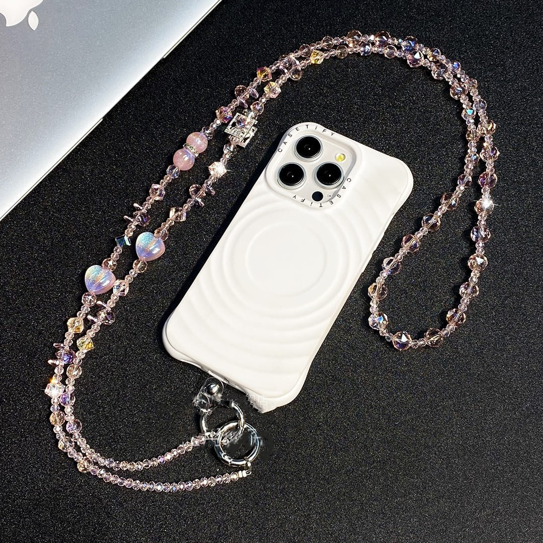 |Love|Career And Studies|Cute Two-Tone Crystal Phone Strap – Stylish Amethyst & Rose Quartz Beaded Shoulder Cord