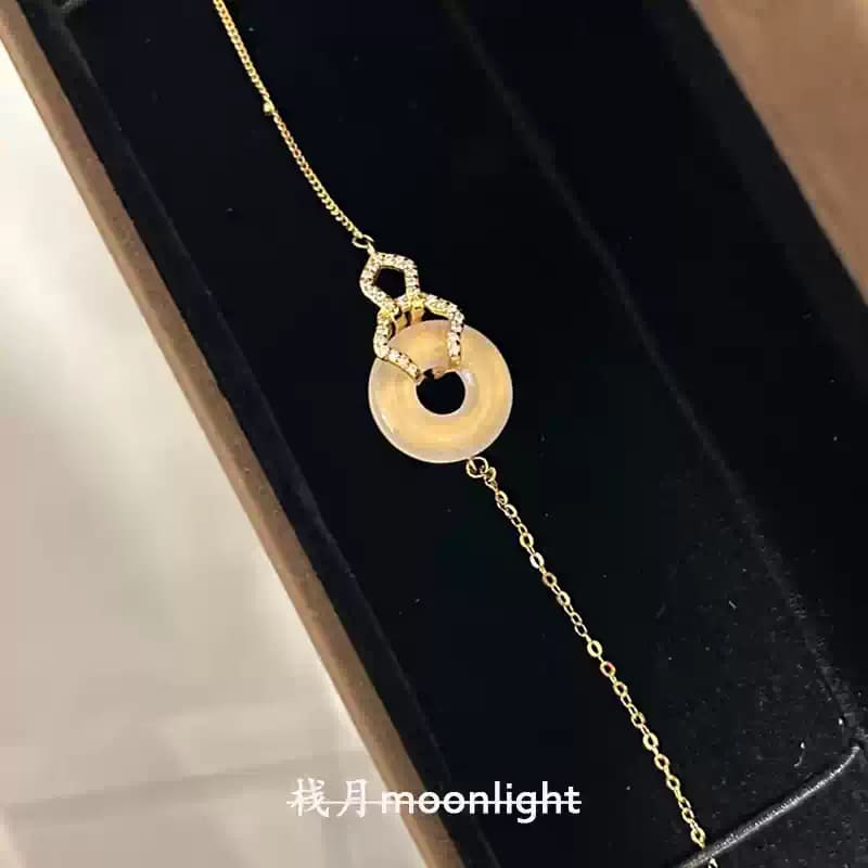 | Wealth | Health | Wealth & Safety - 925 Sterling Silver Bracelet – Chalcedony Peace Knot & Citrine Beads for Prosperity