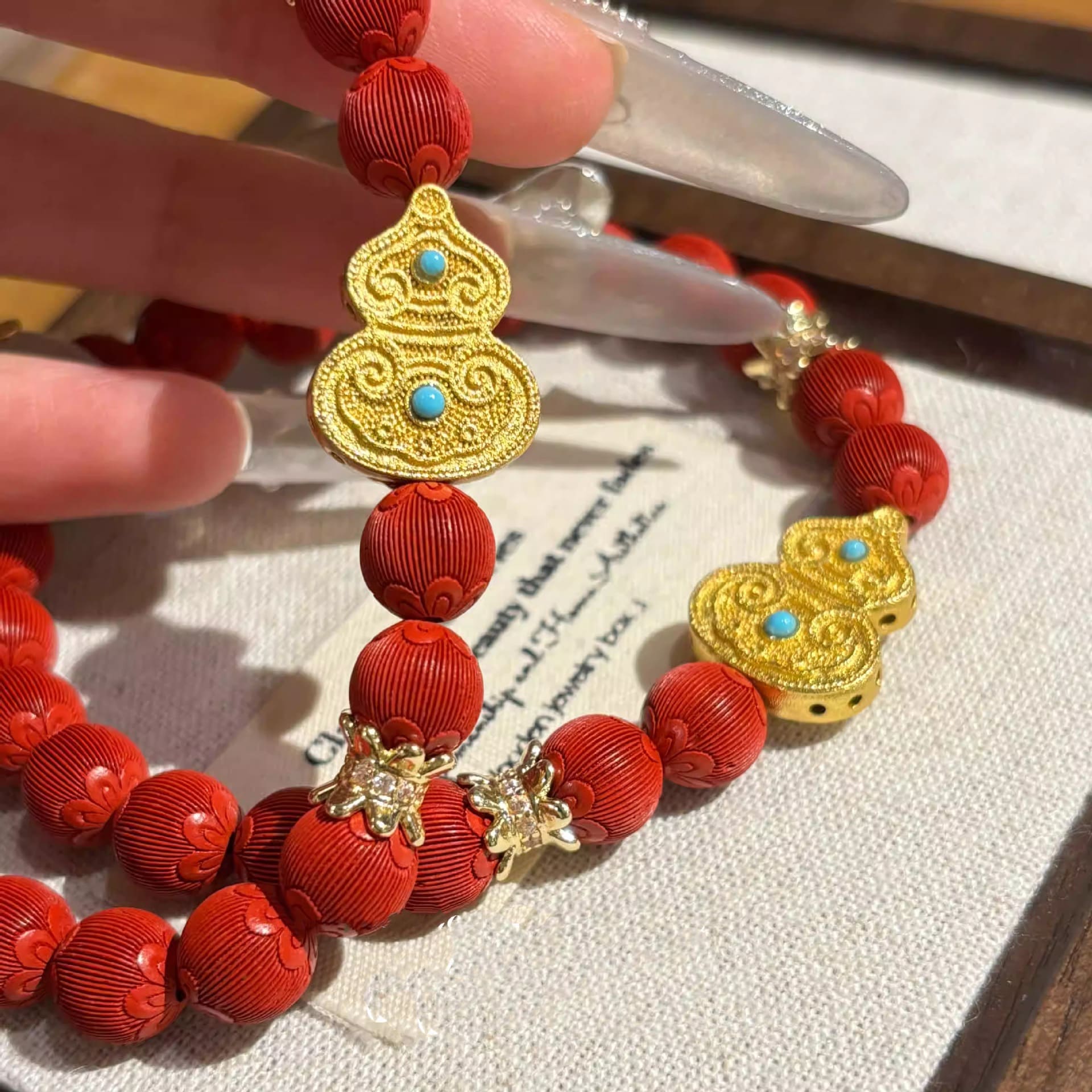 |Health|Cinnabar Peace Knot Bracelet – Protective & Calming Natural Stone Beads