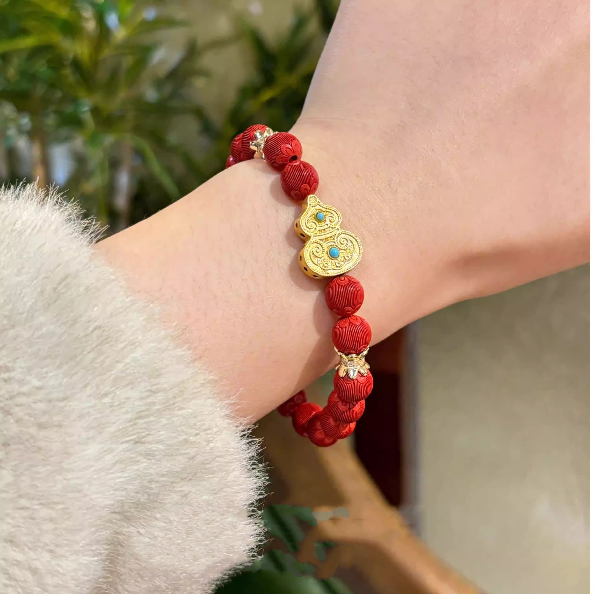 |Health|Cinnabar Peace Knot Bracelet – Protective & Calming Natural Stone Beads