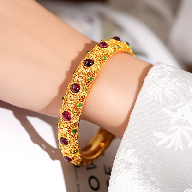 |Wealth|Career|Royal Elegance Filigree Bracelet – 925 Silver Victorian Jewelry Openwork Cuff