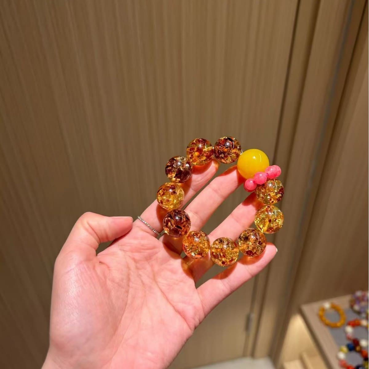 |Health|Blessing Warding Off Evil Spirits, Wealth And Longevity Beeswax Petal Amber Crystal Bracelet