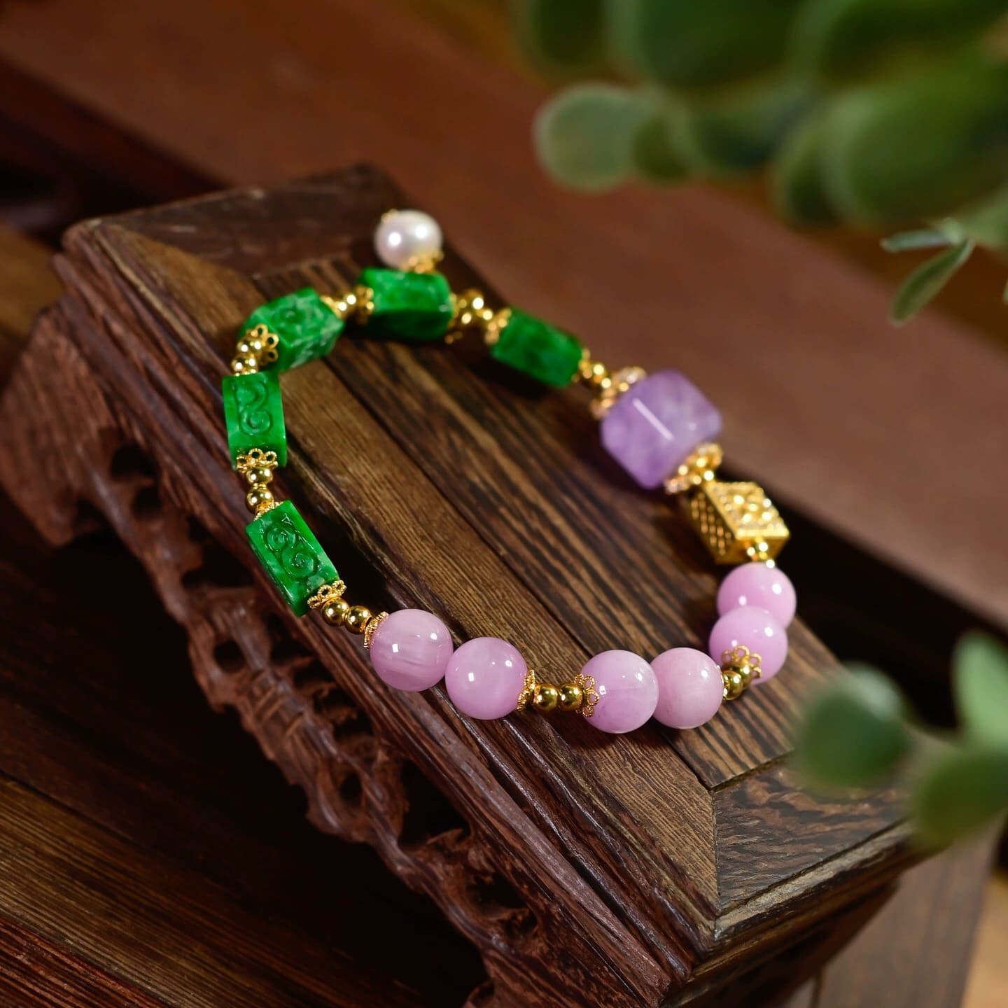 |Wealth|Career|Wealth & Career Magnet Bracelet – Natural Burmese Jade & Kunzite Feng Shui Energy