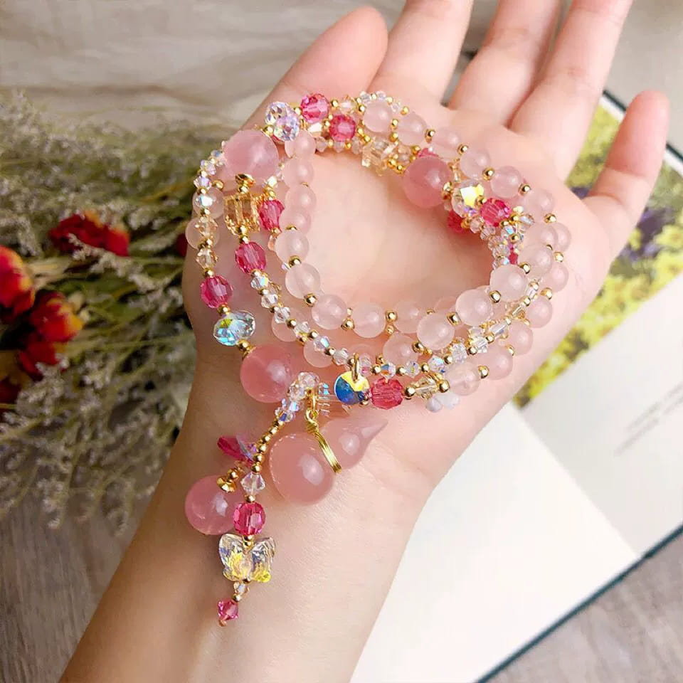 |Love|Love Attraction- Rose Quartz, Pink Chalcedony & Red Tiger's Eye Bracelet – Soulmate Energy Jewelry