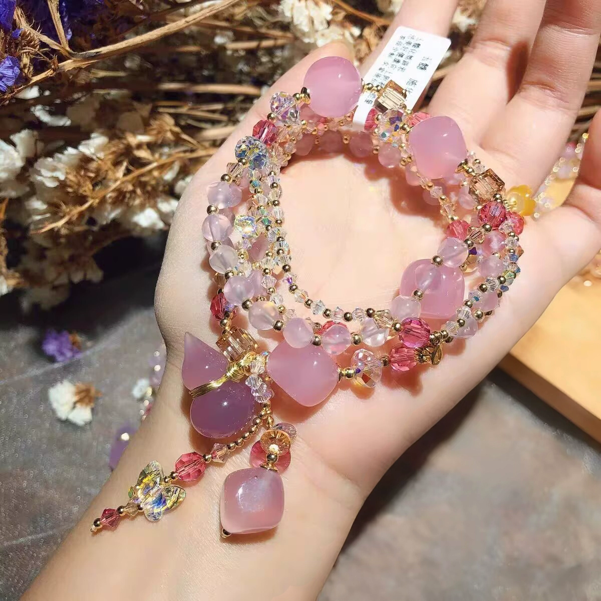 |Love|Love Attraction- Rose Quartz, Pink Chalcedony & Red Tiger's Eye Bracelet – Soulmate Energy Jewelry