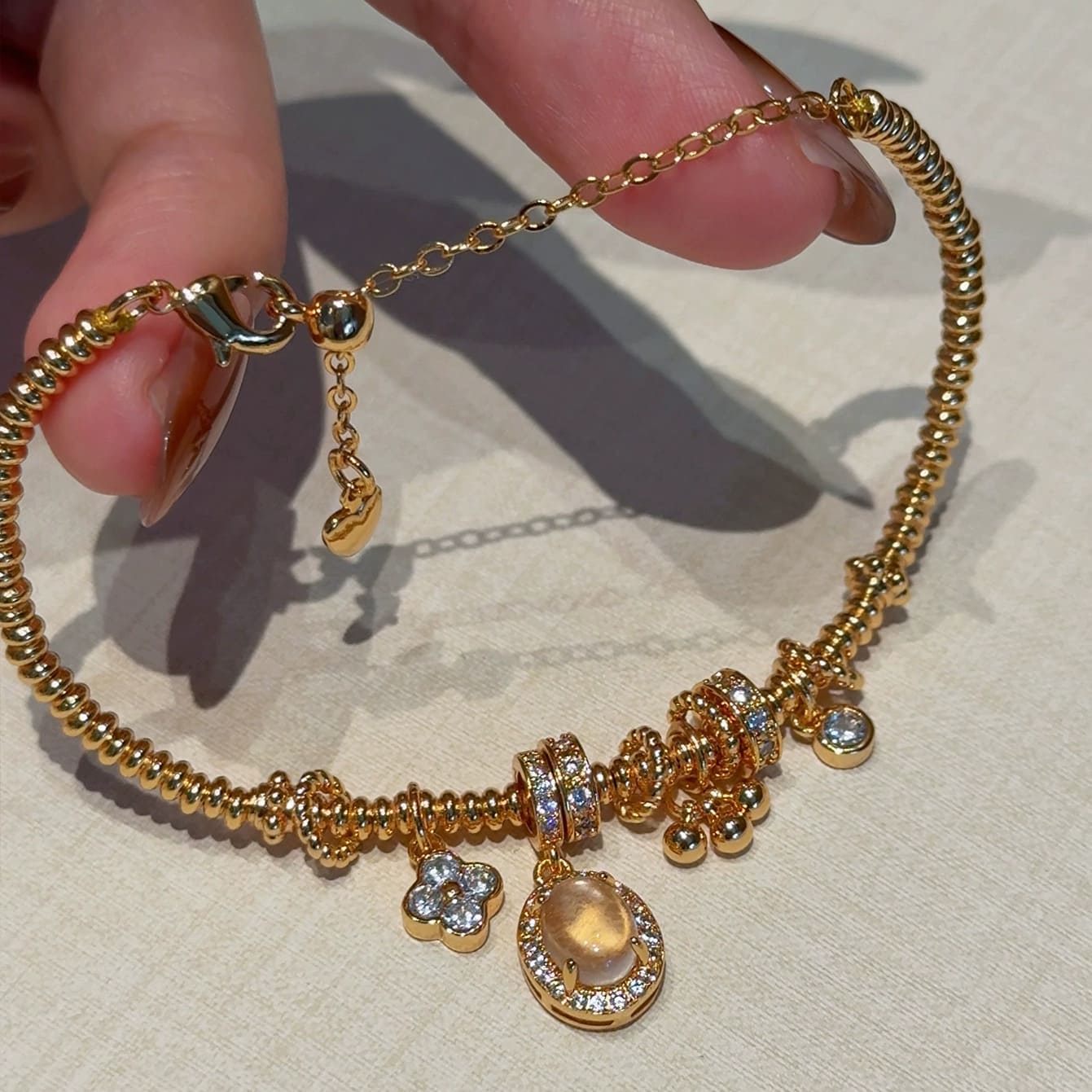 |Wealth| Pan Chan Wealth Bracelet – Traditional Chinese Coiled Design with Natural Chalcedony Beads